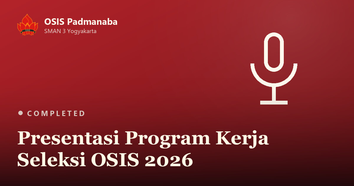 Poster Presentasi Program Kerja Seleksi OSIS 2026